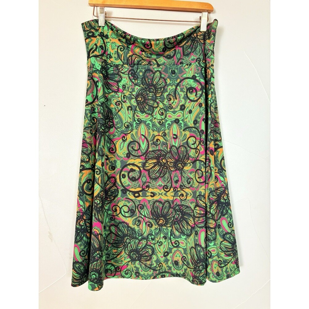 LuLaRoe Hippie Psychedelic Floral A-Line Comfort Jersey Tee Skirt Women’s SZ 2XL